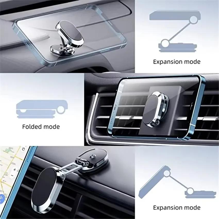 Magnetic Car Phone Holder Mount Folding Magnet Smartphone Mobile Stand Cell GPS Support In Car Bracket For iPhone Xiaomi Samsung