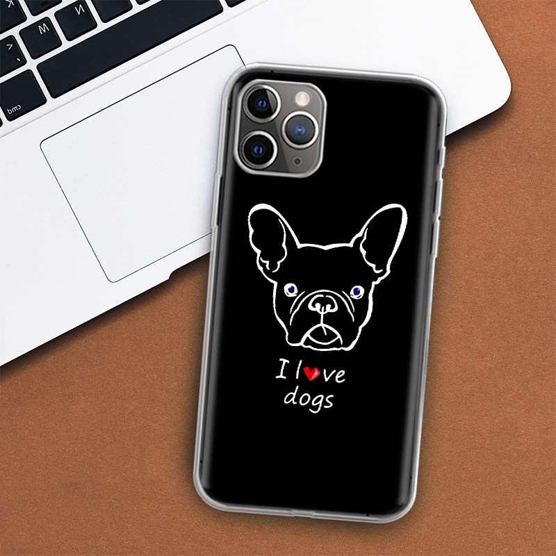 Черно-белый чехол для телефона «Французский бульдог» для Apple iPhone 11 12 13 15 Ultra 14 Pro 7 XR X XS Max 6S 8 Plus + Mini SE, мягкий принт
