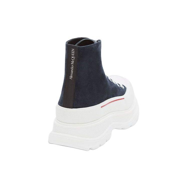Alexander Mcqueen Ботинки на тракторной подошве, гладкие, короткие, мужские, морской синий 627206WHBGN4018