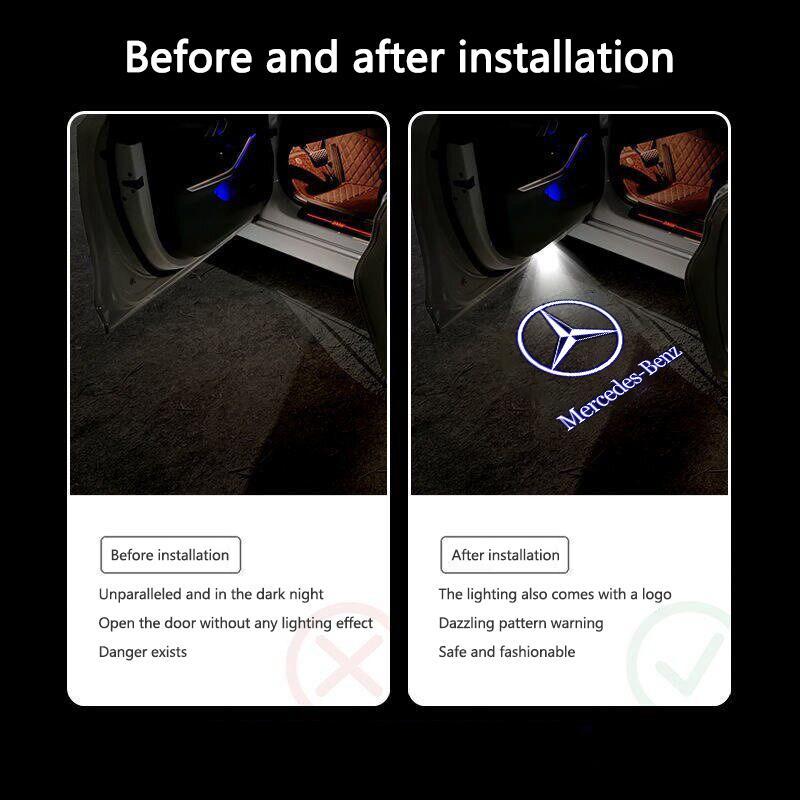 ZPU1 2Pcs Led Car Door Welcome Light Logo Projector For Mercedes Benz A-Class Hatch W168 W169 W176 W177 W177 A210 A180 Car Keychain