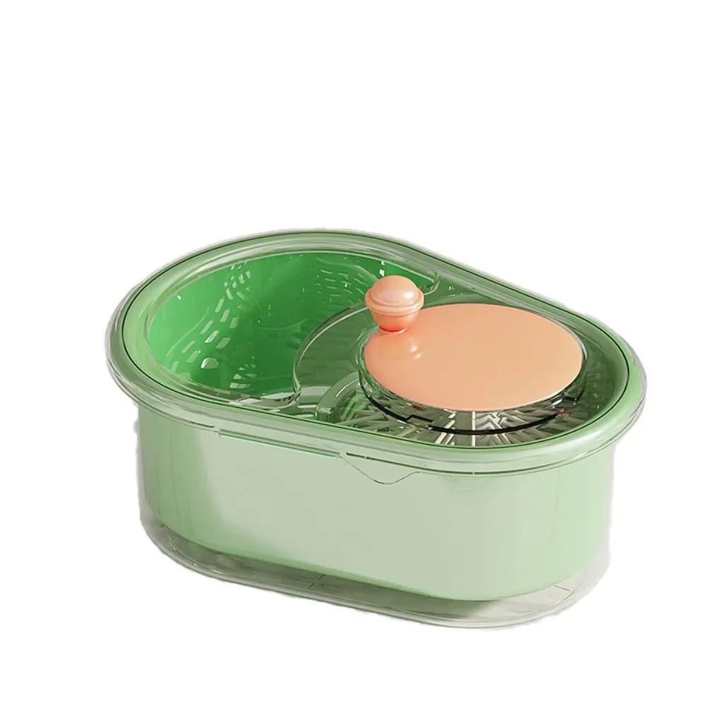 Household Vegetable Fruits Cleaner Sets Manual Water Salad Spinner Fruit Drain Basket Dryer Hand Crank Kitchen Household Gadget