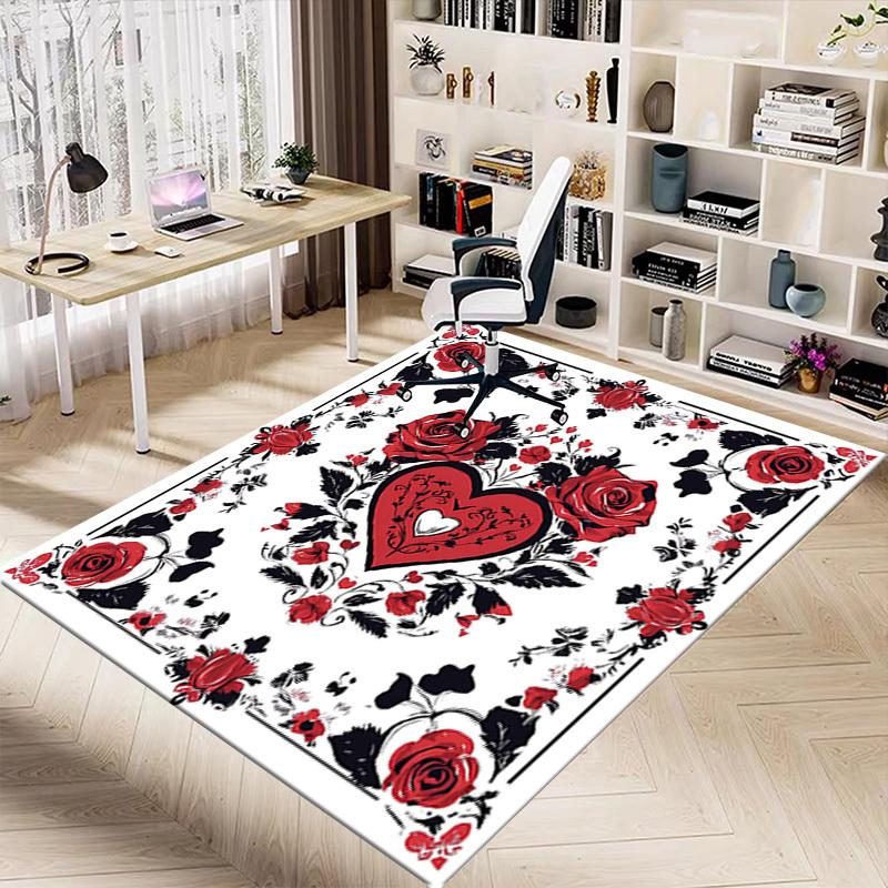 1PC Rose Heart Non-Slip Floor carpet, Office, family, bedroom, Studio - Large Area Rug, Vibrant Colors-C0498