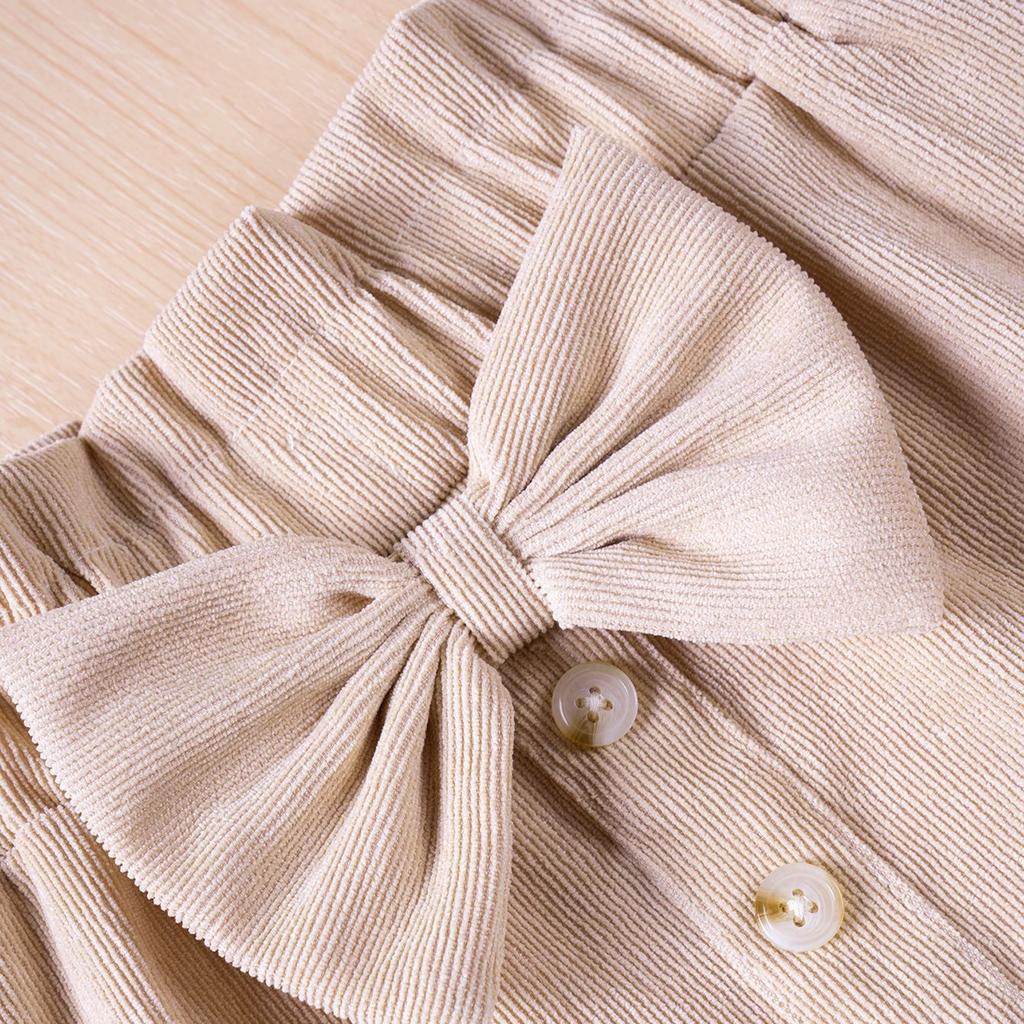 Детская мода Повседневная юбка Однотонная с бантом Однобортная Короткая юбка