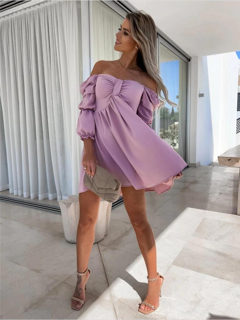 Off Shoulder Solid Color Dress Waist Hugging Elegant Strap Dress for Women Sleeveless Loose Dresses Causal Backless Dress