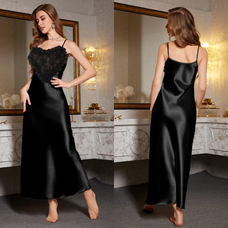 Женская новая роскошная коллекция Midnight Lace Love Heart Halter Long Night Gown Sexy Wind Sleepwear