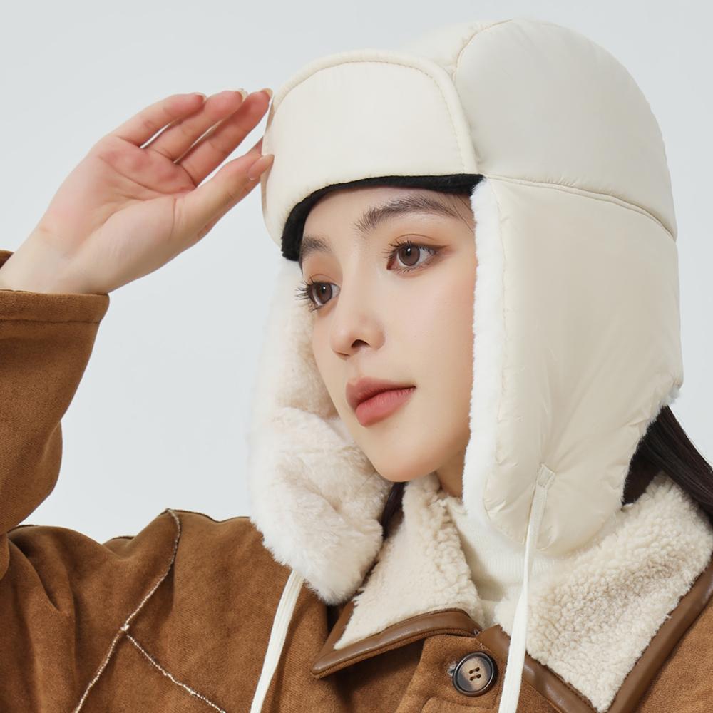 Новый стиль Мода Женская шапка-бомбер Зимняя теплая плюшевая меховая шапка Шапки в стиле пилота для женщин Ветрозащитная и морозостойкая шапка