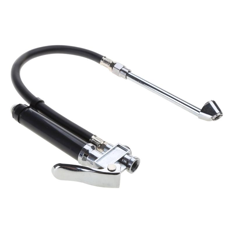 Сверхпрочный байонетный манометр для накачивания шин и колес с давлением 10–120 фунтов на кв. дюйм со шлангом и зажимным патроном «Straight On»