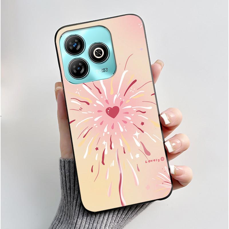 Милый Мультяшный Чехол Для ZTE Blade A75 4G Печатный Корпус Защитная Крышка Мягкий Силикон Черный Корпус