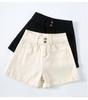 Off-white High-Waisted Wide-leg Denim Shorts for Women - Summer 2025 A-line Slimming Design