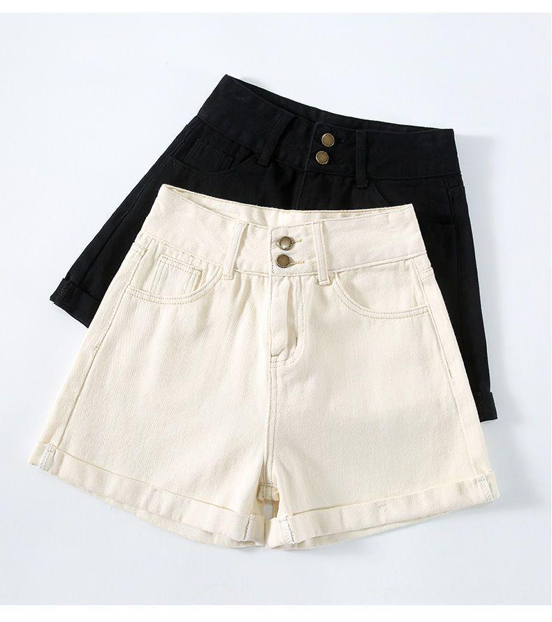 Off-white High-Waisted Wide-leg Denim Shorts for Women - Summer 2025 A-line Slimming Design