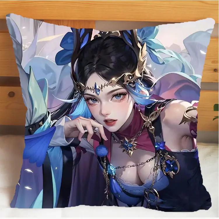Arena of Valor Honor of Kings Diao Chan Подушка и наволочка Чехол для подушки Двусторонняя печать Плюшевые декоративные подушки 40x40 см