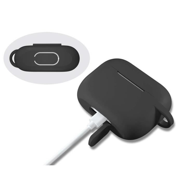 Чехол для AirPods - Phonillico - Силиконовый чехол Черный - Защита от ударов - Пылезащитная заглушка - Карабин