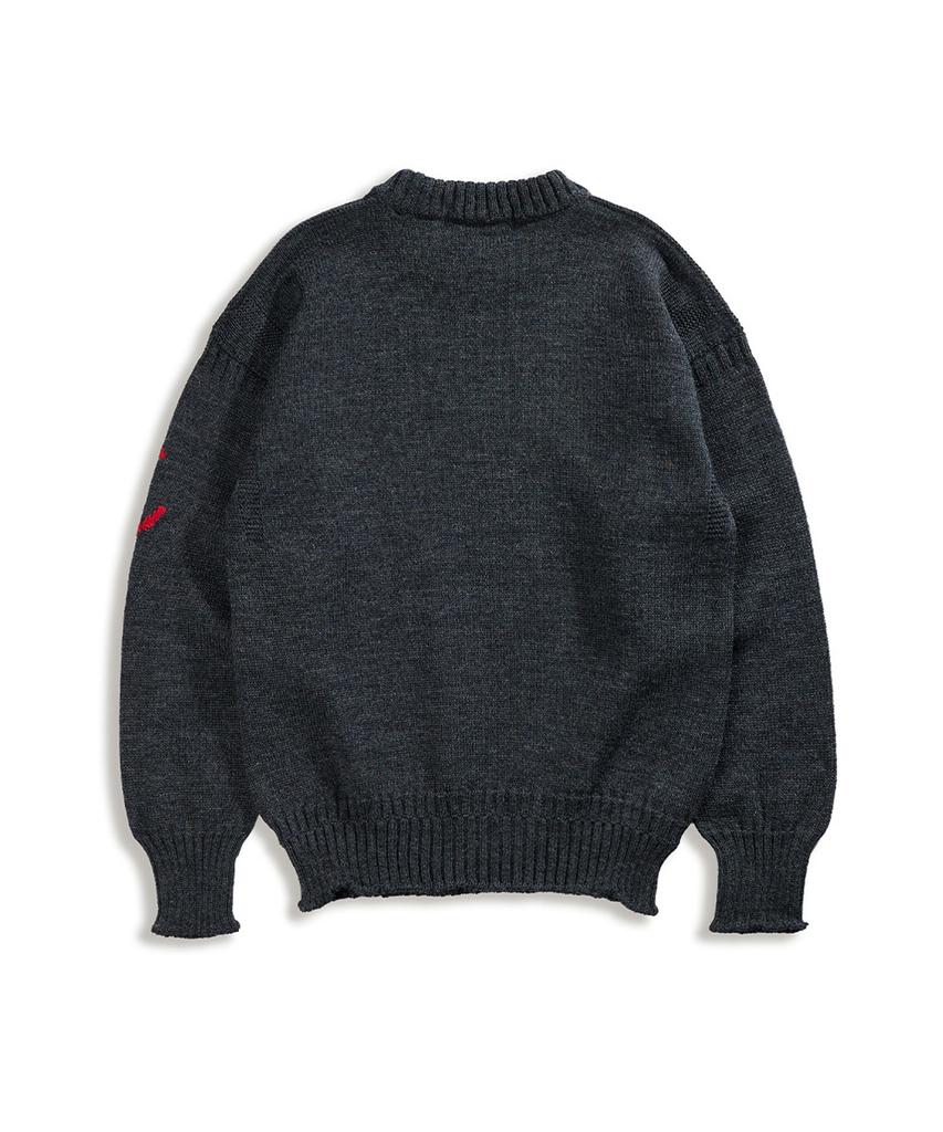 Geonjiulleunseu Crewneck Wholegarment Sweater - Charcoal