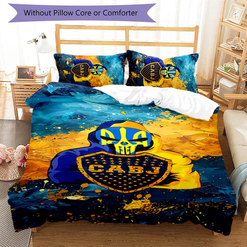 3pcs Club Atlético Boca Juniors pattern bedding set duvet cover set includes duvet cover &pillowcases,perfect all season bedroom decoration&gift