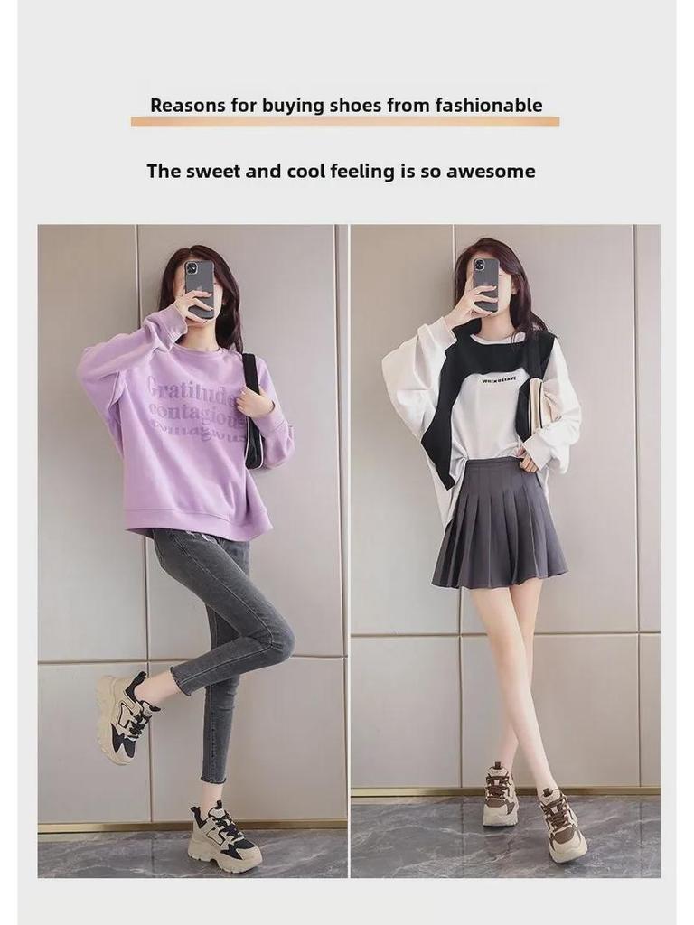 Women's 2025 Trendy Dad Shoes: Thick-Soled, Lightweight, Height-Boosting Sneakers for Spring & Fall.