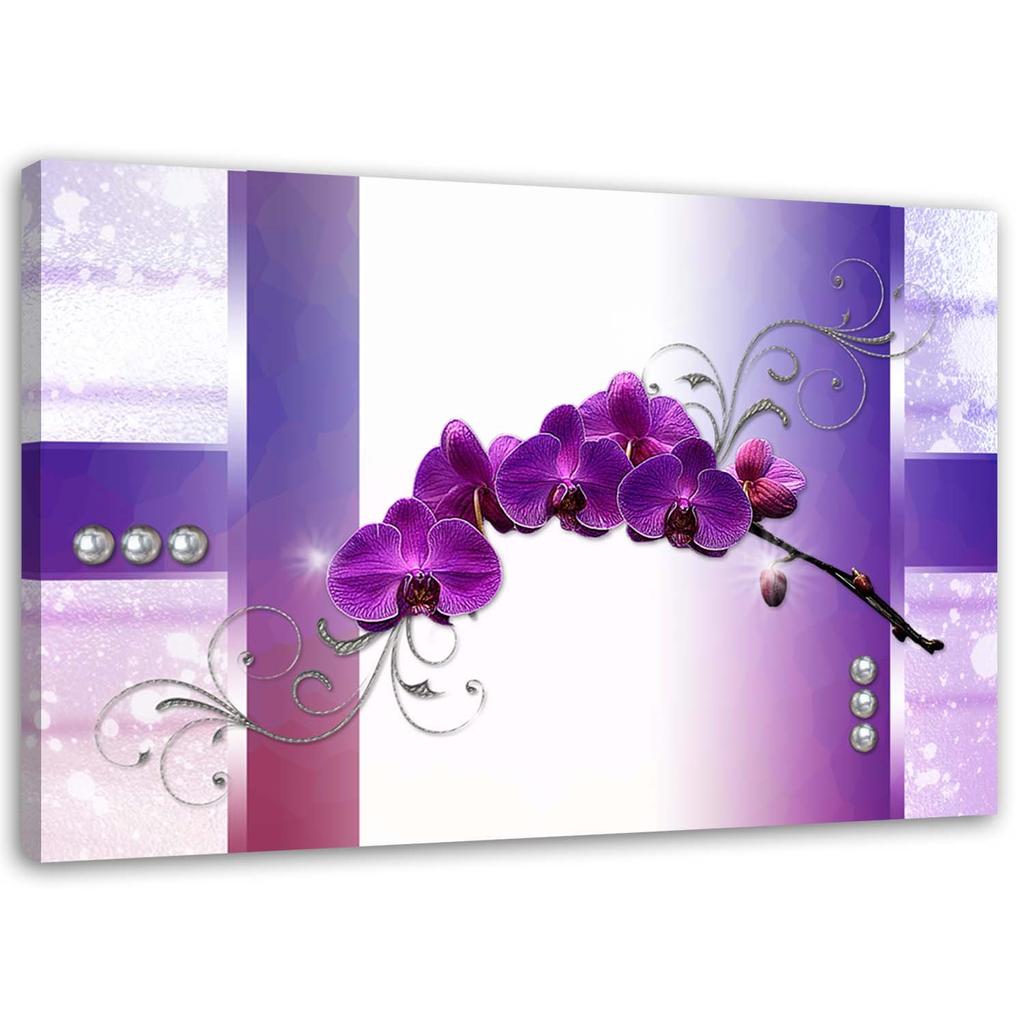 Canvas Print, Purple Orchids Abstract 3d