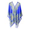 Women Scarf Poncho Cashew Flower Print Multi-function Chiffon Vintage Anti-sun Bikini Cover Up for Beach EMA