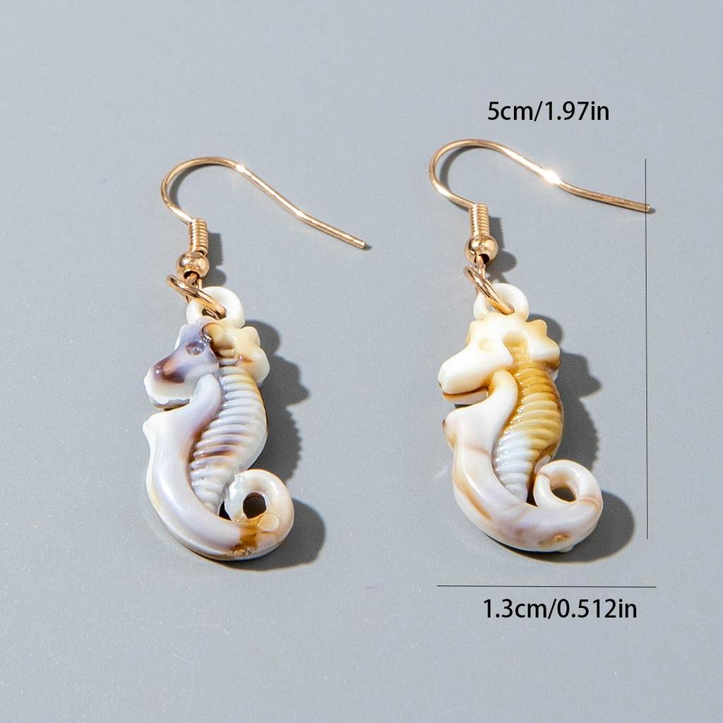 Exquisite Compact Beach Vacation Style Acrylic Starfish Shell Pendant Earrings for Women Jewelry Gifts, Daily Matching Earrings