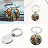 Watercolor Bird Group Glass Keyring With Alloy Material For Gift And Everyday Use