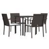 VidaXL Garden Dining Set 5 Pcs Cushions Woven Resin Steel 3186954