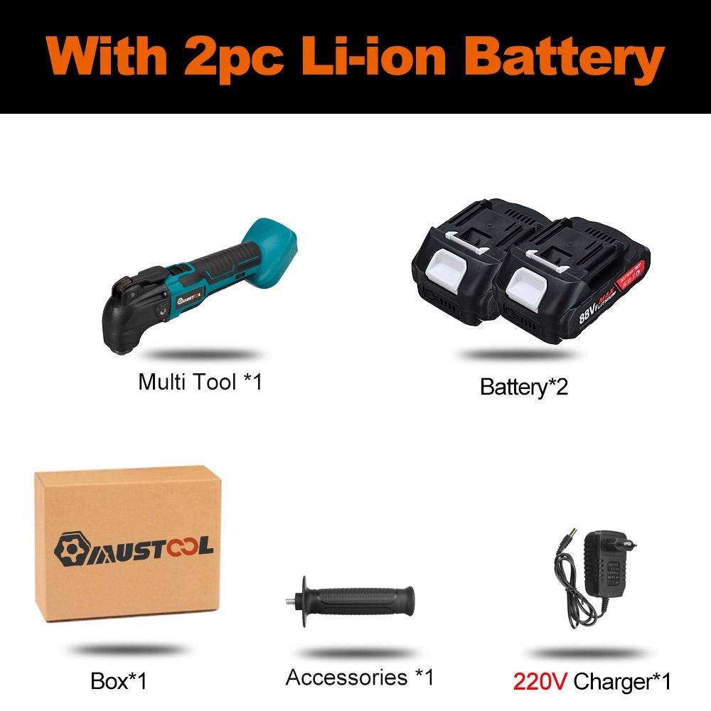 88VF 1600 Вт Беспроводные осциллирующие многофункциональные инструменты Электрический ремонтник 6 передач Электрический триммер пила Деревообрабатывающие электроинструменты с 2 батареями