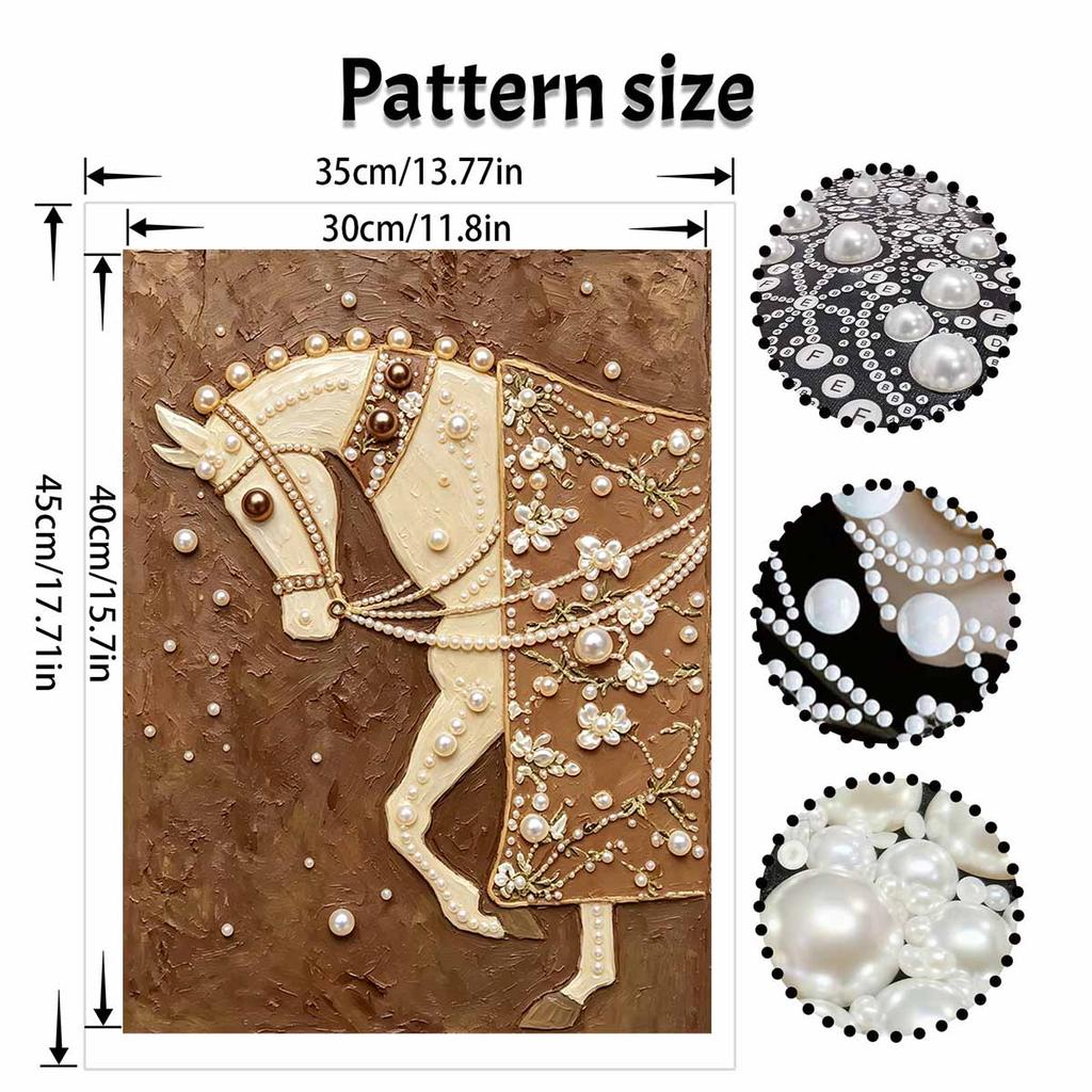 DIY Diamond Painting Kit White Horse and Floral Art for Adults and Beginners. Sparkling Diamond Art Handmade Home Wall Decor and Gifts