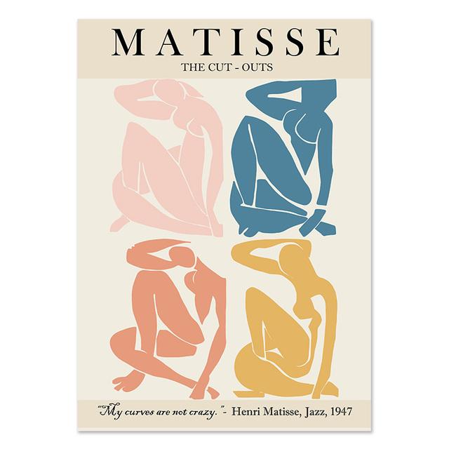 Abstract Matisse Line Face Coral Leaves Wall Art Canvas Painting Nordic Posters Prints Wall Pictures For Living Room Home Decor