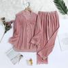2PCS Velvet Pajamas Set for Women Winter Warm Pyjama Sexy Female Velor V-neck Lace Homewear Autumn New Long Pant Pijamas Suit