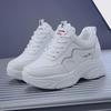 Women's 2023 Spring/Summer White Platform Leather Sneakers - Slim-Fit Casual Dad Shoes