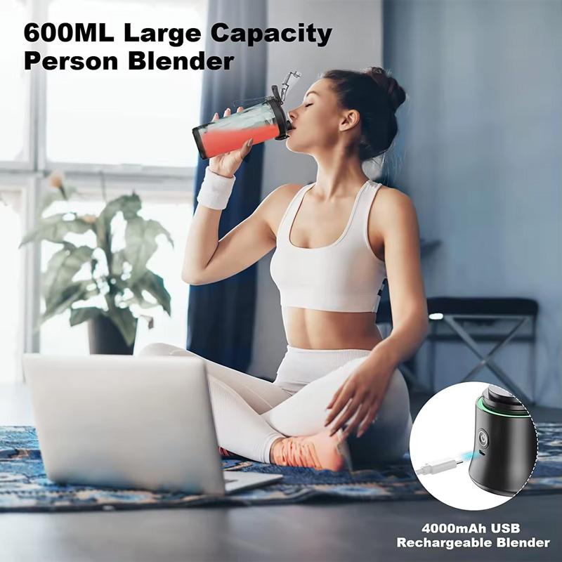 Portable multi-functional fresh juice blender with USB charging, large mixing juicer, gym fruit blender, 600ml