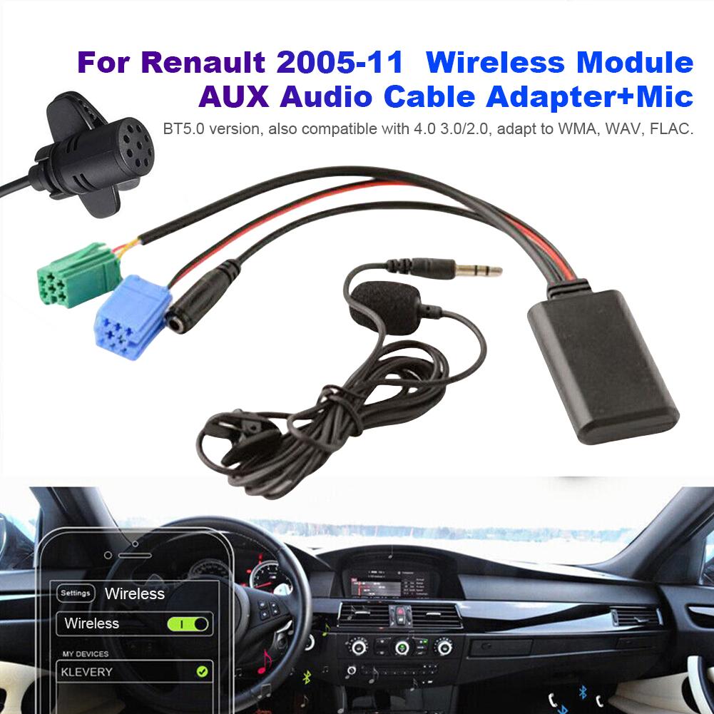Car Bluetooth-Compatible Module AUX IN Audio MP3 Music Adapter with MIC Radio Stereo AUX Cable Adapter for Renault Megane Scenic