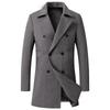 New 2024 Men's Double Breasted Wool Coat Simple Mid-length Trench Men Business Casual Woolen Jacket Male Warm Windbreak Overcoat