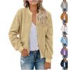 Women's Casual Solid Color Loose Plush Zippered Jacket With Pockets