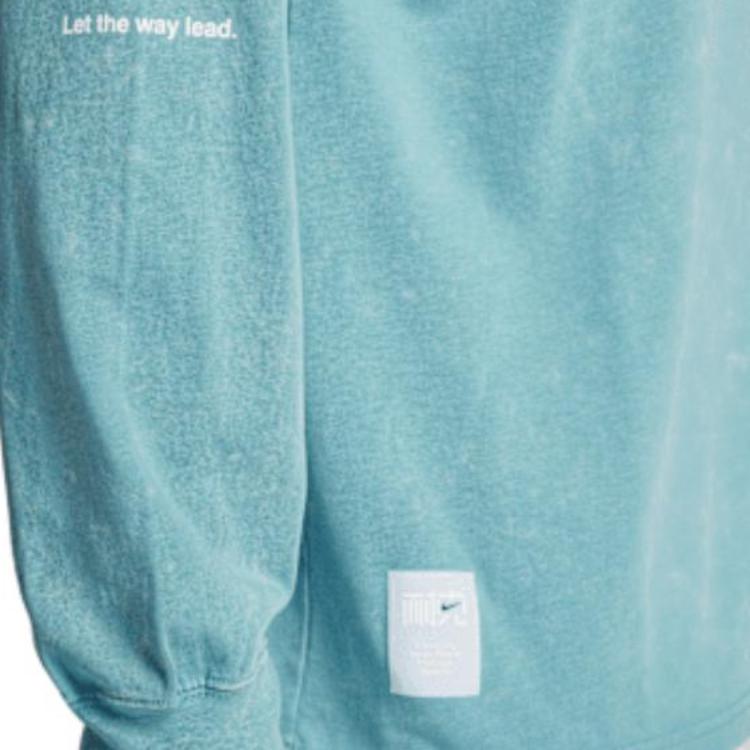 Nike Спортивная одежда Свободная Толстая Футболка с круглым вырезом Дофамин с длинным рукавом Мужские топы Джинсово-синий Зеленый HQ0893464