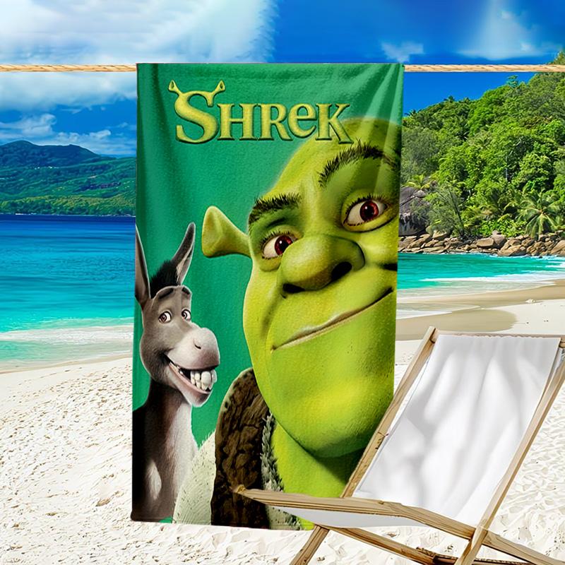 1pc Shrek1 Beach Towel, Beach and Seaside Swimming Pool Equipment, Fashion Pattern, Rectangular, Travel Essentials