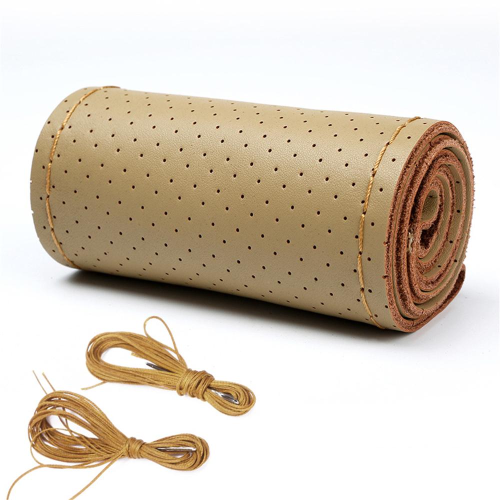 Универсальная оплетка на руль 38 см кожаная ручная оплетка на руль натуральная кожа коровы с иглами и нитками