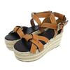 Sandals Gate Anagram Wedge Sole Platform Brown Beige Leather Women 37 Used