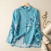 Fashionable Chinese Style Cotton and Linen Top Printed Shirt Retro Long Sleeve Floral Temperament Versatile Cardigan