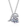 BagueRingen 1.0ct 6.5mm Green Round 18K White Gold Plated 925 Silver Pendant Necklace Moissanite Dolphin Shape Woman Girl Gift