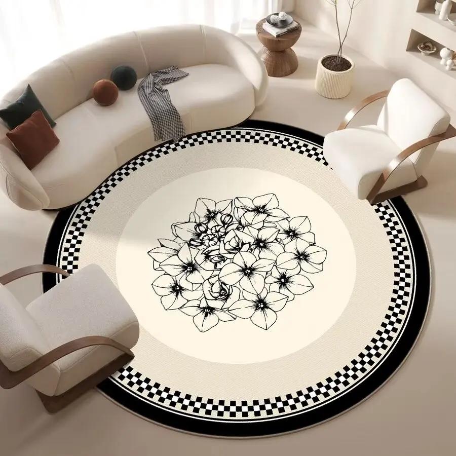 Скандинавский белый круглый ковер для украшения гостиной, пушистые мягкие коврики для спальни, прикроватный коврик для пола, домашний, моющийся, нескользящий ковер