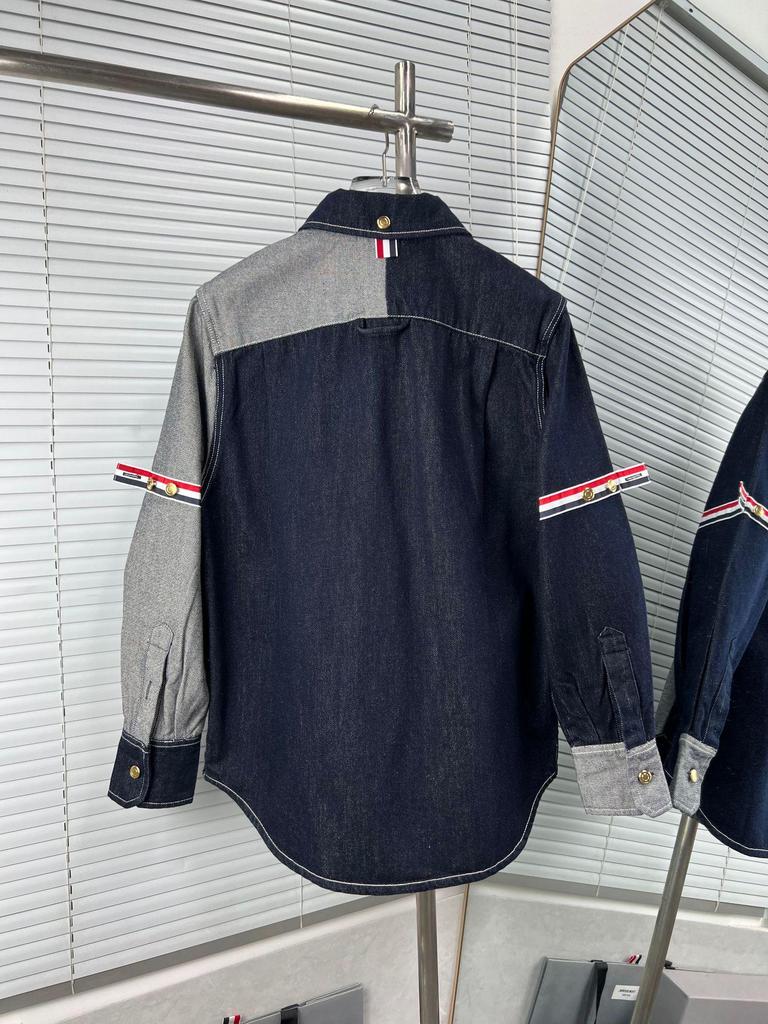 High Version Double-Sided Webbing Stripe Denim Jacket with Lapel for Men and Women