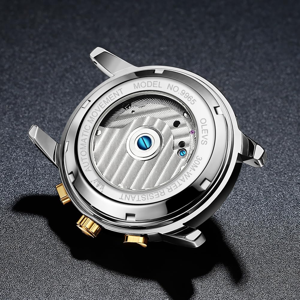 OLEVS Watch Automatic Manual Winding Mechanical Fashion Stylish Waterproof Luminous Brand Watch Business Stainless Steel Watch for Men Men's & Men's