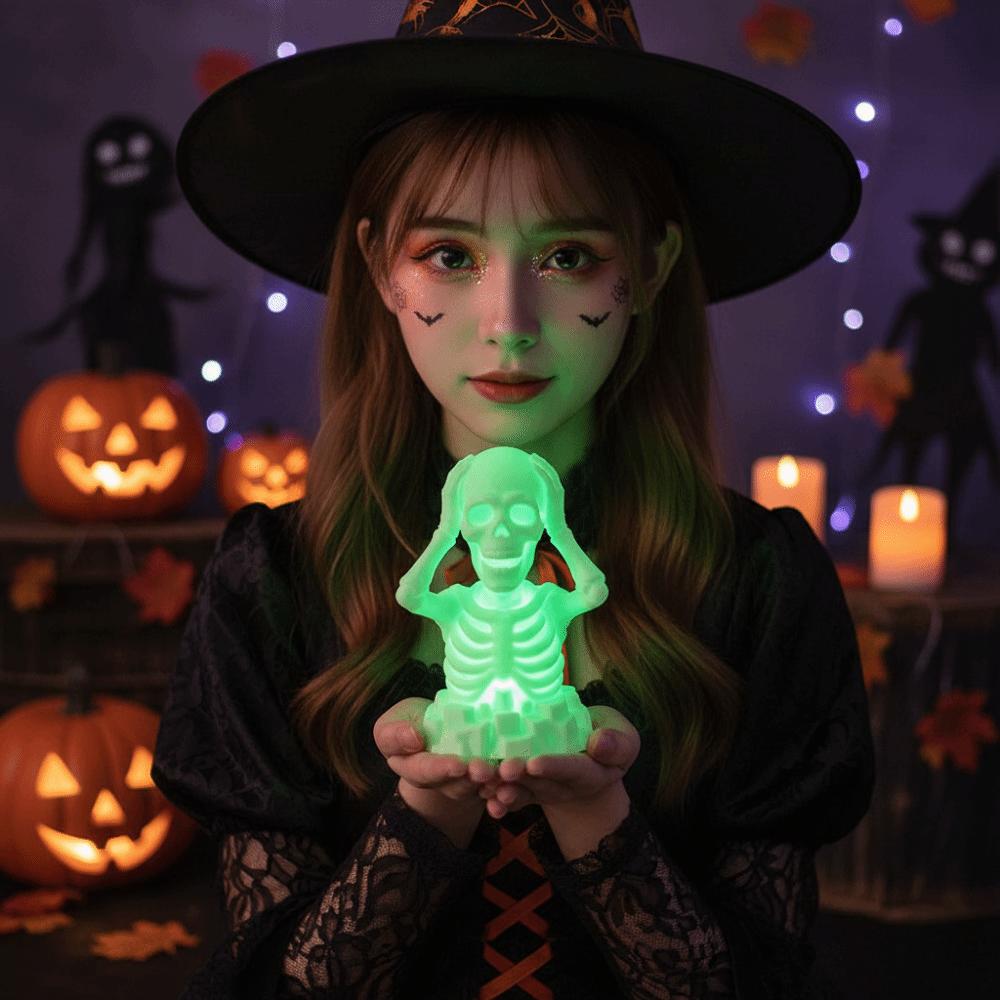 Compact 3D Printed Skull Creative Luminous Tabletop Statue Glow Miniature Sculpture Party