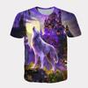 Summer Style Short Sleeved Wolf Head 3D Digital Printed Sports Loose Casual Round Neck Top T-Shirts Men’s