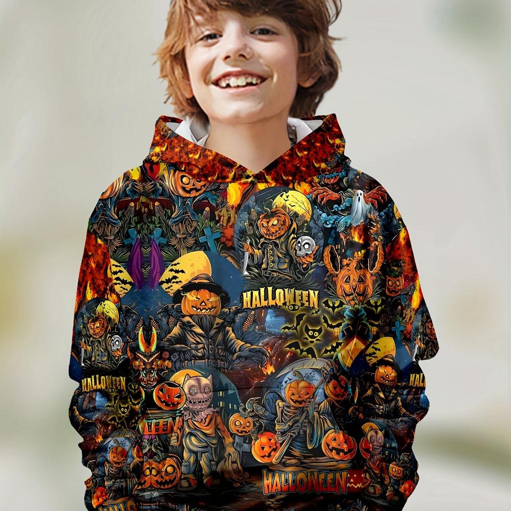 Kids Clothes Boys Hoodies Long Sleeve 3D Christmas Print Festive Atmosphere Girls Clothes Kids Spring Fall Tops Boys Clothing