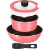 Набор из 5 кастрюль и сковородок Wahei Freiz Macaron Pink, совместимый с духовкой Cooking Deli IH/Gas AMB-2414