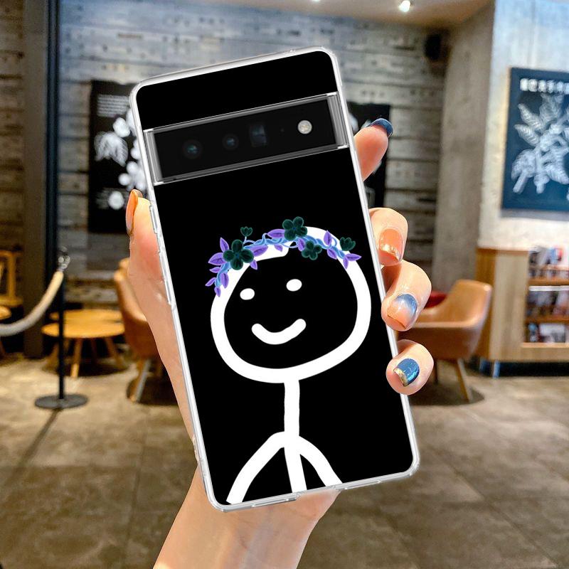 Смешной милый мультяшный человечек-спичка для Google Pixel 9 8 7 6 Pro чехол для телефона мягкий для Pixel 6A 5 4 5A 4A 3A XL 5G силиконовый прозрачный чехол