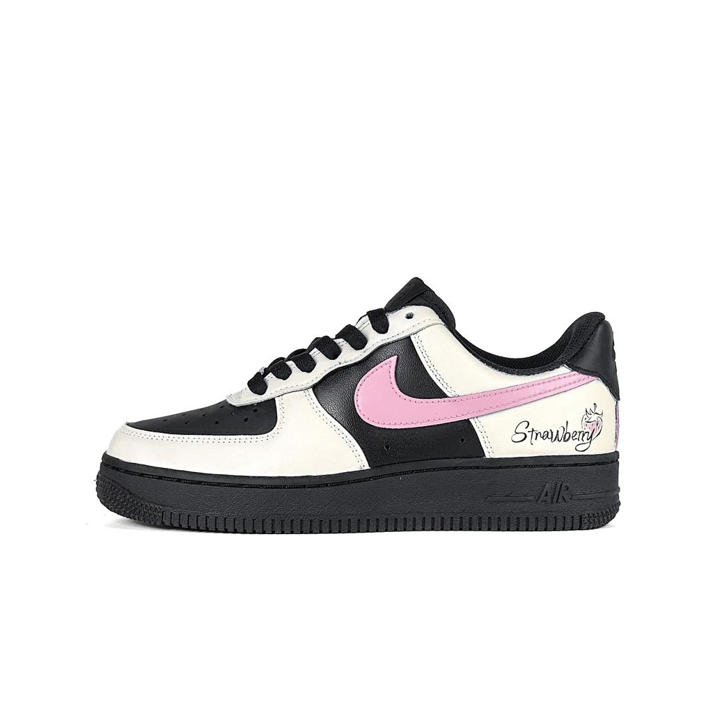 Nike Air Force 1 Кожаные Устойчивые к истиранию Нескользящие Низкие Скейтбордические Кроссовки Женские Черно-розовые DD8959-001()