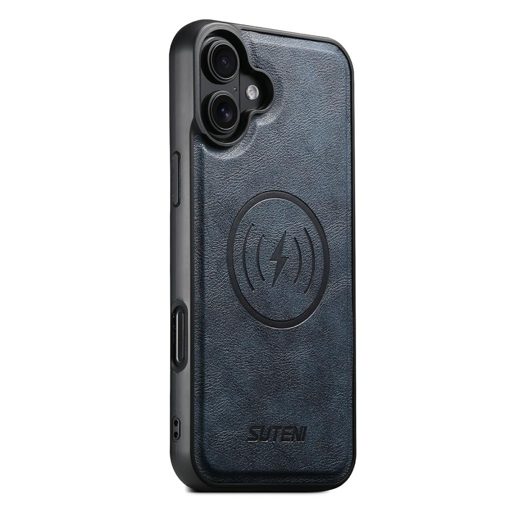 SUTENI G5 For iPhone 16 Case Compatible with MagSafe Cowhide Texture Leather Back Cover