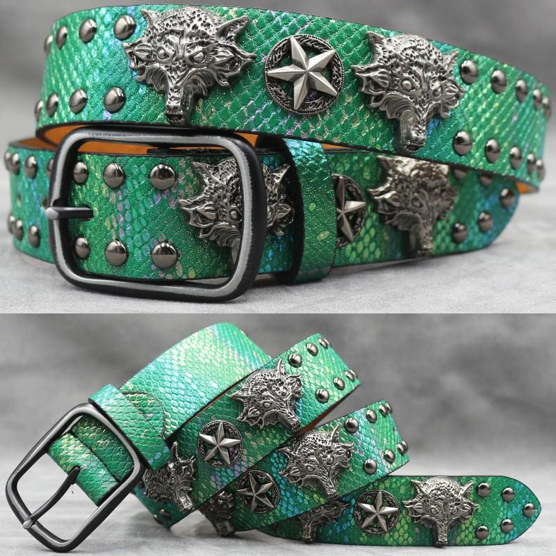 Punk Belt Men Women Rivet Decor PU Leather Waistband Casual Versatile